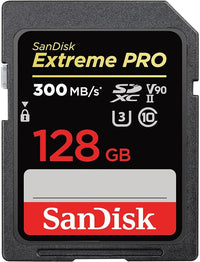 Thumbnail for SanDisk 128GB Extreme PRO SDXC card, SD Card, V90 Memory Card, 8K, 4K and Full HD Video, up to 300 MB/s, Shock, Temperature, Water and X-Ray Proof, UHS-II, Class 10, U3,