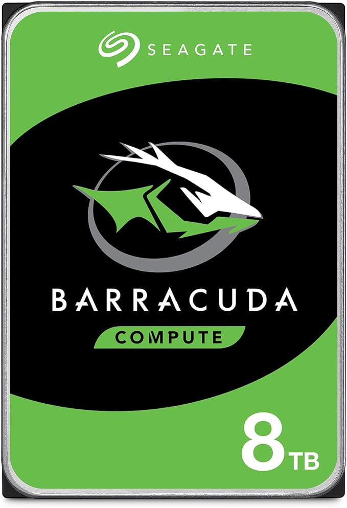 Seagate BarraCuda, 8TB, Internal Hard Drive, 3.5 Inch, SATA, 6GB/s,, 5,400 RPM, 256MB Cache, for Computer Desktop PC, FFP (ST8000DMZ04/004).