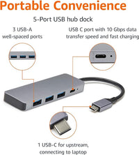 Thumbnail for USB 3.2/3.1 Gen 2 Hub Dock, 10 Gbps, USB-C to 1 x USB-C/3 x USB-A, Works with Windows/Mac, Silver, Black