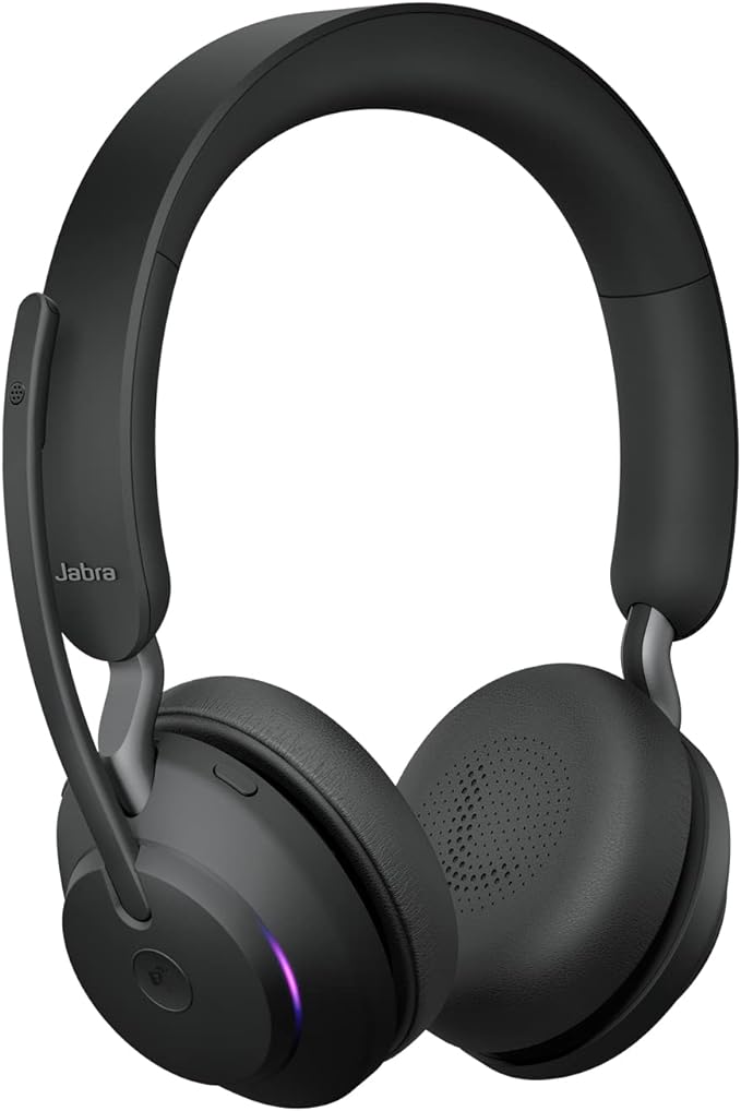 Jabra Evolve2 65 Wireless PC Headset – Noise Cancelling Microsoft Teams Certified Stereo Headphones With Long-Lasting Battery – USB-A Bluetooth Adapter – Black