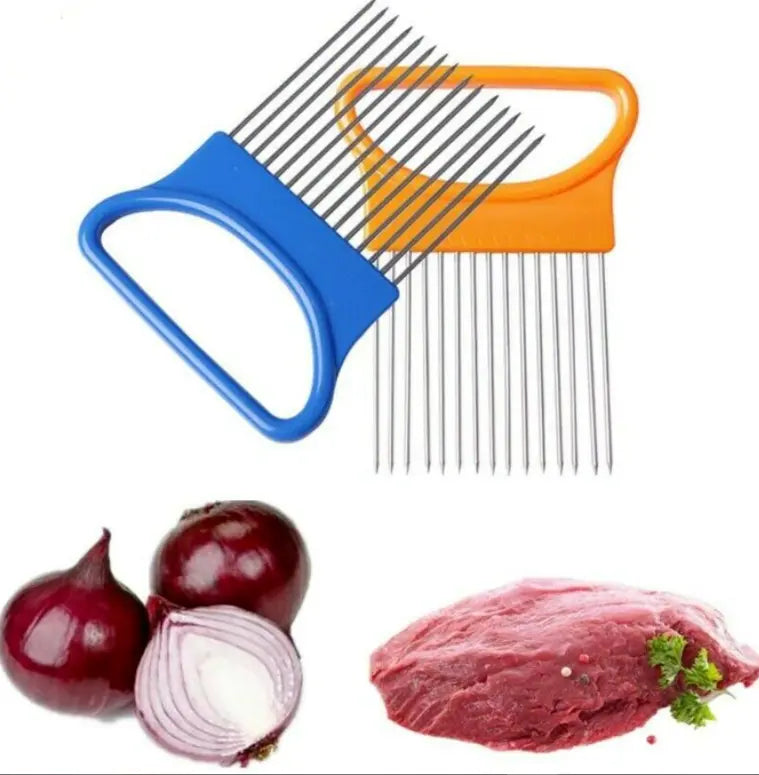 Stainless Steel Onion Slicer Vegetable Holder Cutter Kitchen Tools Gadgets New