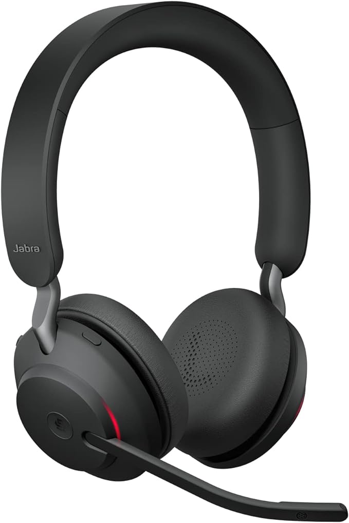 Jabra Evolve2 65 Wireless PC Headset – Noise Cancelling Microsoft Teams Certified Stereo Headphones With Long-Lasting Battery – USB-A Bluetooth Adapter – Black