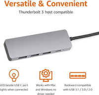 Thumbnail for USB 3.2/3.1 Gen 2 Hub Dock, 10 Gbps, USB-C to 1 x USB-C/3 x USB-A, Works with Windows/Mac, Silver, Black