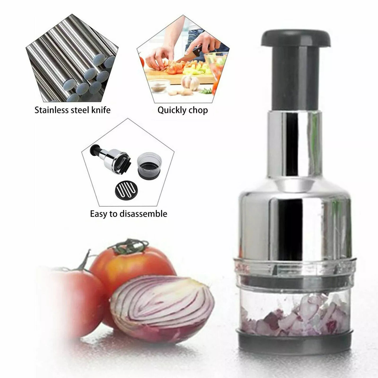 Kitchen Slap Chop Garlic Onion Vegetable Slicer Chopper Cutter Food Peeler Dicer