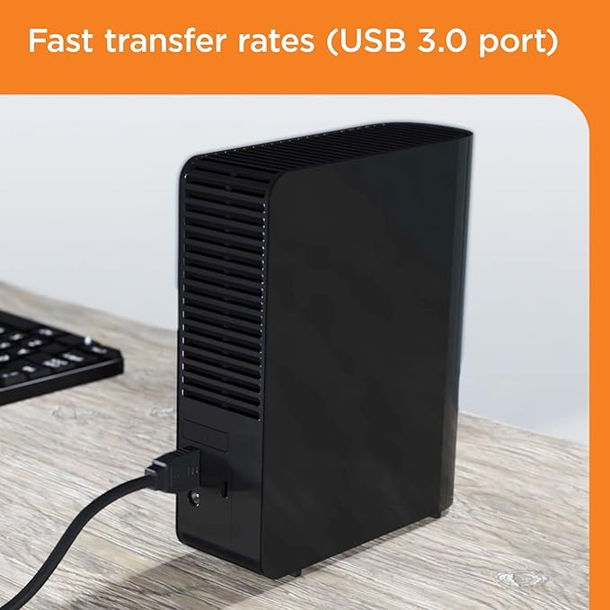 WD 20TB Elements External Hard Drive, Desktop HDD storage, USB 3.0 compatible, Fast Transfer rates, Plug-and-play storage for all your pictures, videos, music and documents, Black