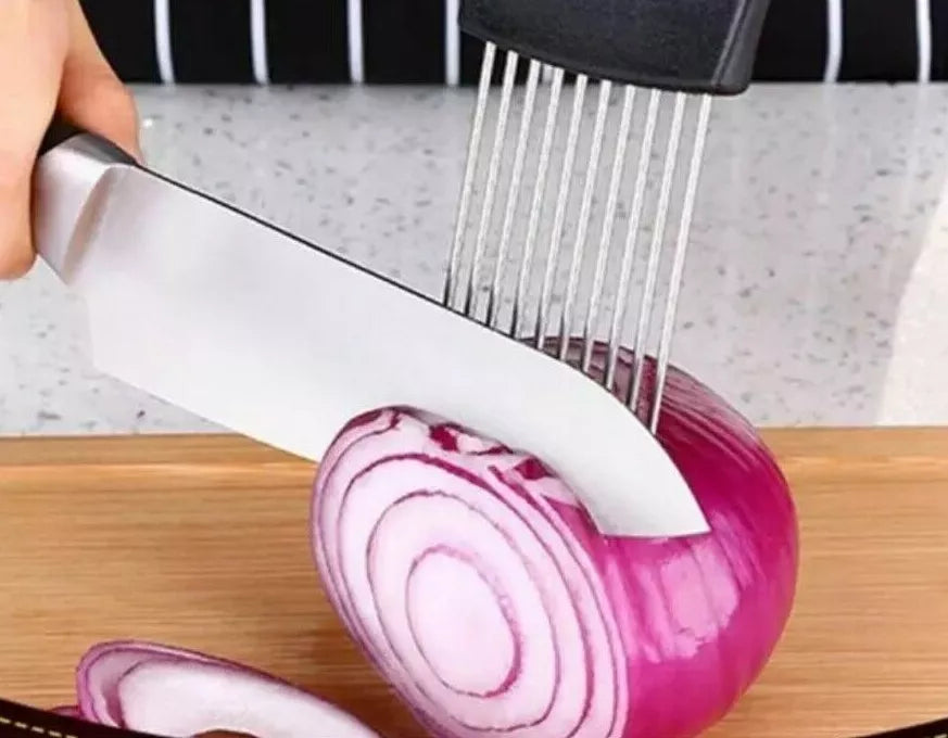 Stainless Steel Onion Slicer Vegetable Holder Cutter Kitchen Tools Gadgets New