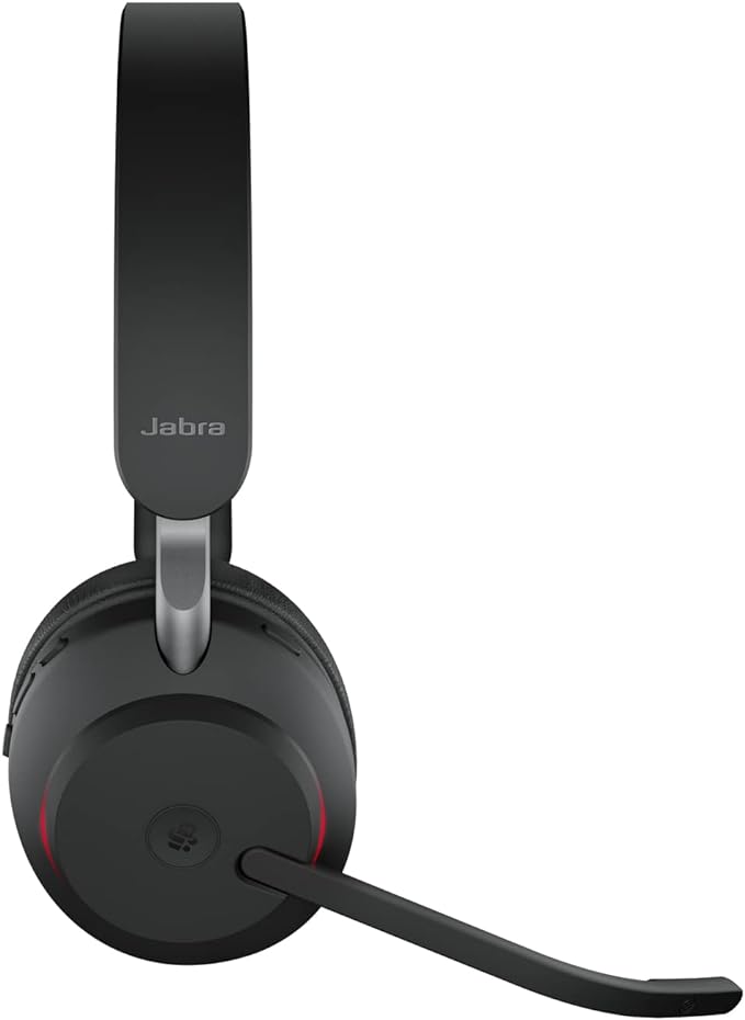 Jabra Evolve2 65 Wireless PC Headset – Noise Cancelling Microsoft Teams Certified Stereo Headphones With Long-Lasting Battery – USB-A Bluetooth Adapter – Black