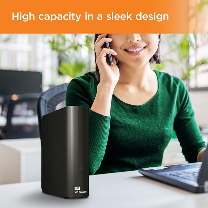 WD 20TB Elements External Hard Drive, Desktop HDD storage, USB 3.0 compatible, Fast Transfer rates, Plug-and-play storage for all your pictures, videos, music and documents, Black