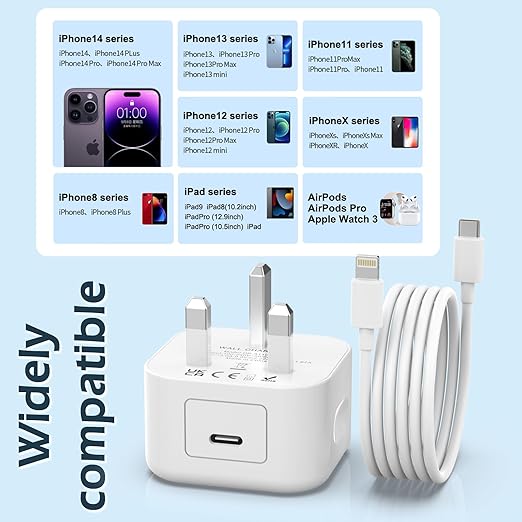 iPhone Charger [Apple MFi Certified] 20W USB C Fast Charger Plug Power Adapter with 6FT iPhone Fast Charger Cable for iPhone 14/13/12/11 Pro/Pro Max/XS Max/XS/XR/X/SE/8 and More