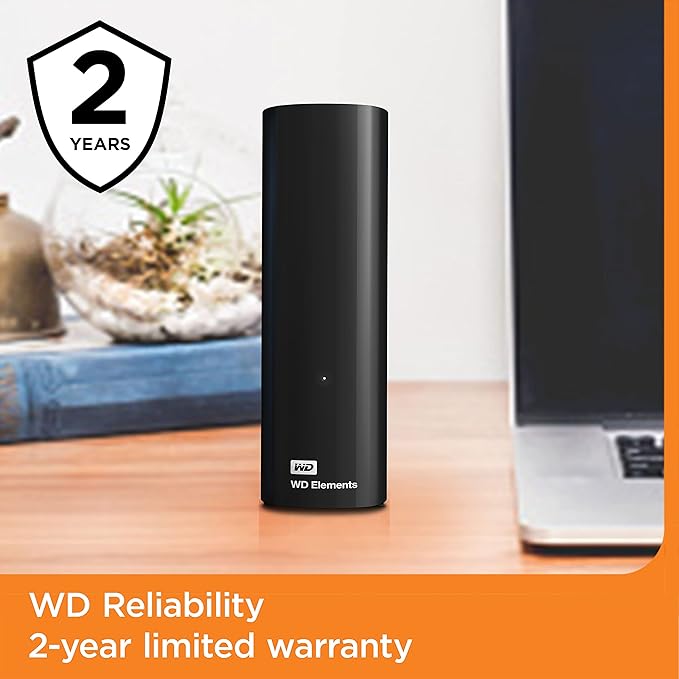 WD 20TB Elements External Hard Drive, Desktop HDD storage, USB 3.0 compatible, Fast Transfer rates, Plug-and-play storage for all your pictures, videos, music and documents, Black