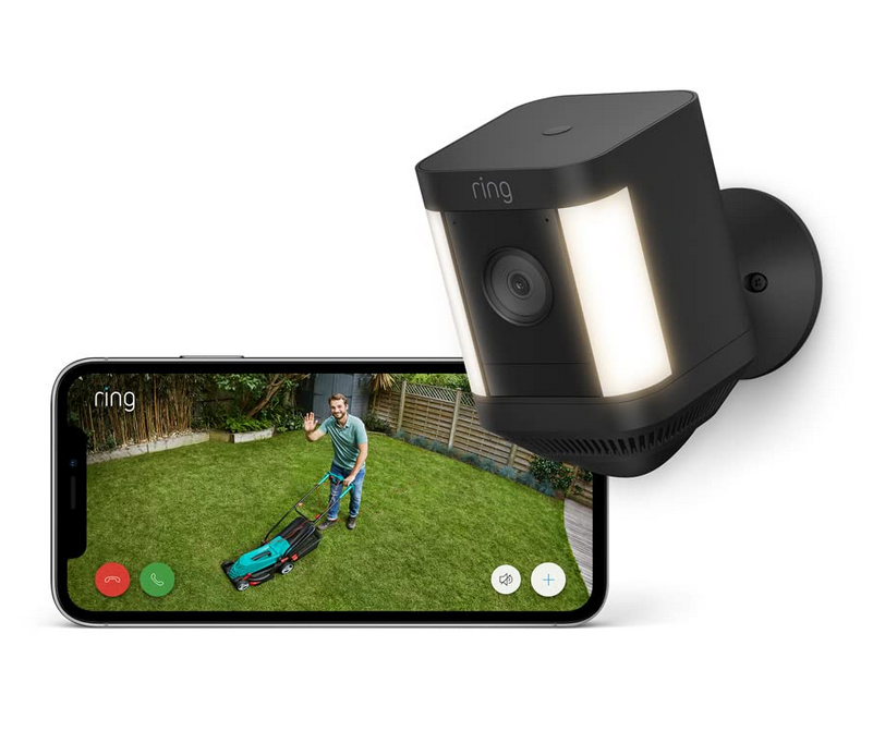 Ring Spotlight Cam Plus Battery | Wireless outdoor Security Camera 1080p HD Video, Two-Way Talk, LED Spotlights, Siren, alternative to CCTV system | 30-day free trial of Ring Home