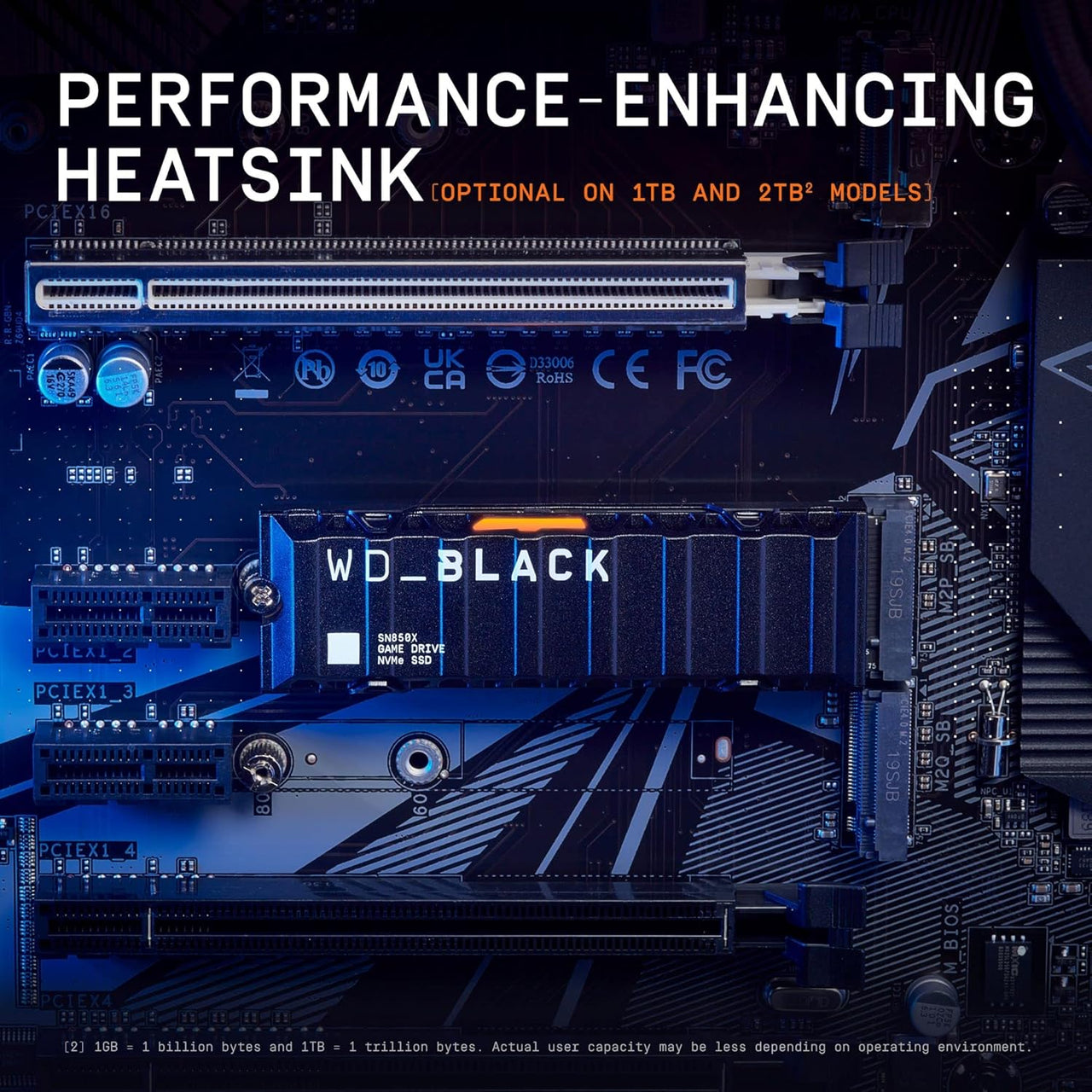 WD BLACK SN850P 2TB PS5 SSD, Officially licensed for Playstation PS5 consoles, PS5 expansion card, Speeds up to 7300 MB/s, M.2 2280 PCIe NVMe, Exclusive Heatsink Design, Internal gaming SSD, Black